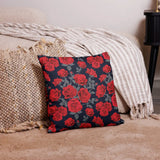 DARK ROMANCE ROSE Premium Pillow Black Red Floral Victorian Gothic - retro pillow