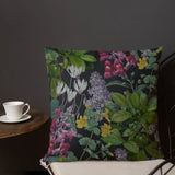 DARK VINTAGE FLOWERS Premium PILLOW Moody Botanical Retro Garden Cushion Gift - 18″×18″ - retro pillow