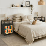 Retro 60s Midcentury Bedside Table with Power Strip & 2 Drawers