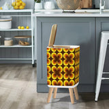 Brown & Yellow Abstract Peacock Eye Pattern 70s Retro Square Trash Can