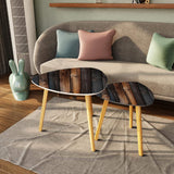 Triangle 60s Retro Tripod Nesting Table Set, Weathered Wood Print