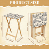 Black Toile de Jouy retro TV tray set of 4, size guide with table and rack dimensions