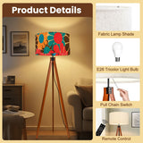 Scandi Retro Tripod Floor Lamp, 70s Funky Flowers