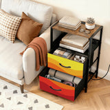 Retro 70s Sunset Midcentury Bedside Table with Power Strip & Drawers