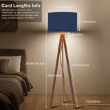 Deep Indigo Oceanic Ink Blue Retro Wooden Tripod Floor Lamp - retro floor lamps