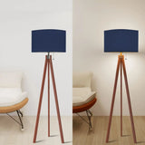 Deep Indigo Oceanic Ink Blue Retro Wooden Tripod Floor Lamp - retro floor lamps