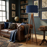 Deep Indigo Oceanic Ink Blue Retro Wooden Tripod Floor Lamp - retro floor lamps