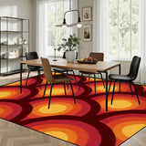 Large Retro 70s Area Rug 12x9 ft – Midcentury Plush Non-Slip Carpet