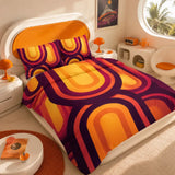 Double Sided Printed Retro 70s Orange Midcentury Duvet Cover Set - Bedding - retro