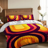 Double Sided Printed Retro 70s Orange Midcentury Duvet Cover Set - Bedding - retro