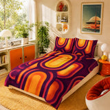 Double Sided Printed Retro 70s Orange Midcentury Duvet Cover Set - Bedding - retro