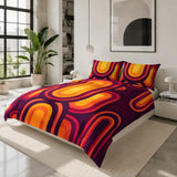 Double Sided Printed Retro 70s Orange Midcentury Duvet Cover Set - Bedding - retro