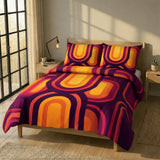 Double Sided Printed Retro 70s Orange Midcentury Duvet Cover Set - Bedding - retro