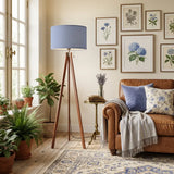 Dusty Blue Nordic Retro Tripod Floor Lamp - Vintage Wooden Light - retro floor lamps