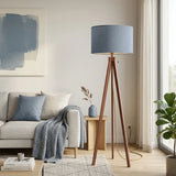 Dusty Blue Nordic Retro Tripod Floor Lamp - Vintage Wooden Light - retro floor lamps