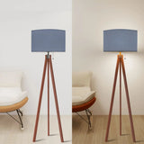 Dusty Blue Nordic Retro Tripod Floor Lamp - Vintage Wooden Light - retro floor lamps
