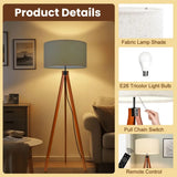 Dusty Blue Nordic Retro Tripod Floor Lamp - Vintage Wooden Light - retro floor lamps