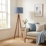 Dusty Blue Nordic Retro Tripod Floor Lamp - Vintage Wooden Light - retro floor lamps