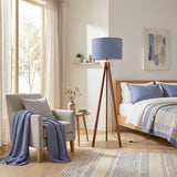 Dusty Blue Nordic Retro Tripod Floor Lamp - Vintage Wooden Light - retro floor lamps