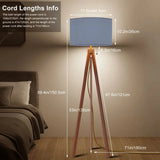 Dusty Blue Nordic Retro Tripod Floor Lamp - Vintage Wooden Light - retro floor lamps