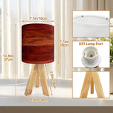 Midcentury Modern Tripod Table Lamp – Faux Wood Linen Shade, Remote