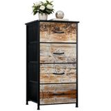 Faux-Wood Nordic Dresser: Modern Rustic Steel Frame Fabric Cabinet