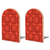 Retro Red Squares wooden bookends, set of 2, with red and orange squares