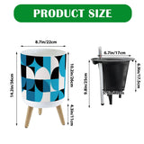 Geometric Pattern 60s Retro Nordic Style Plant Pot with Wooden Legs