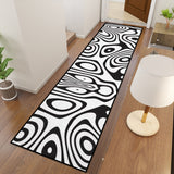 Retro 80s Runner Rug – Black White Monochrome Hallway Floor Decor, Many Sizes