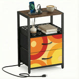 70s Retro Bedside Table Cabinet with Integrated Power Access