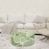 Retro Green White Floral Inflatable Ottoman – Midcentury Footstool Seat