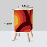 Vibrant 70s Retro Trash Can with Lid: Nordic Midcentury Modern Wastebasket