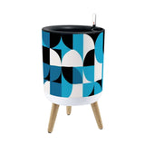 Geometric Pattern 60s Retro Nordic Style Plant Pot with Wooden Legs