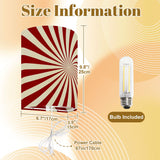 Sunburst Retro Linen Shade Wall Sconces - Midcentury Plug-in Lamp Set of 2