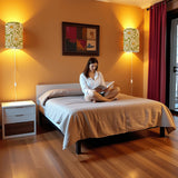 Retro 70s Daisy Wall Sconces - Floral Midcentury Plug-in Lamp Set of 2