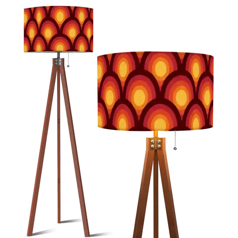 Nordic Retro Tripod Floor Lamp, Peacock Eye Orange