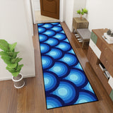 Blue Retro 70s Runner Rug – Midcentury Peacock Eyes Pattern | Multiple Sizes