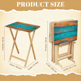 Teal Wood Grain retro TV tray set of 4, size guide with table and rack dimensions