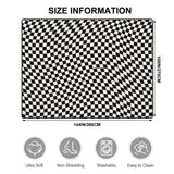 60s Op-Art Checkered Retro Floor Rug – Black White Large Plush Non-Slip Carpet