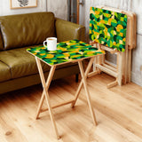 Retro Green Wooden Folding TV Side Tables with Storage Stand – Set of 4