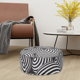 1980s Retro Inflatable Retro Ottoman – Black White Footstool Seat