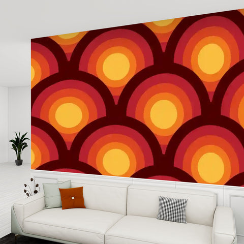 Retro 70s Peel & Stick Wallpaper – Midcentury Modern Wall Mural Deco