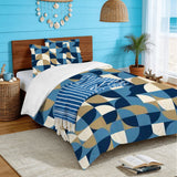 Retro 60s Geometric Twin Duvet Cover Set: Midcentury Modern Bedding 55"x79"