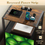 Retro 70s Peacock Eyes Bedside Table with Power Strip & 2 Drawers