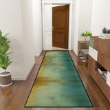 Earth Tones Obré Runner Rug – Green Brown Blue | Multi Sizes Non-Slip - 24’’x72’’ - retro runner