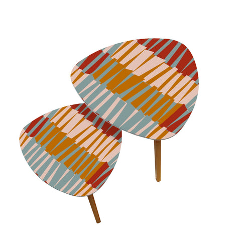 Triangle 60s Retro Tripod Nesting Table Set, Mosaic Pattern