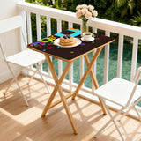 Retro Wooden Folding Side Tables Set of 4 – TV Trays with Storage Stand