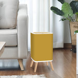 Retro Square Small Trash Can with Lid, Yellow Ochre Warm Mustard