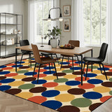 Big Polka Dots 70s Retro Rug 12x9 ft – Midcentury Plush Non-Slip Carpet