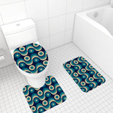 Blue Beige Vintage 70s Bath Mat Set 3pcs | Retro Midcentury Bathroom